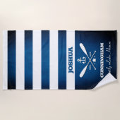 Serviette De Plage Thème nautique Bleu de la Marine (Devant)