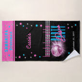 Serviette De Plage Thème Rétro Années 70 Néon Boule à Facettes Enterr (Devant)