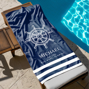 Serviette De Plage Thème roue de gouvernail nautique