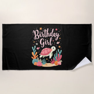 Serviette De Plage Thème Tortue de Mer Fille d'Anniversaire Fête d'An