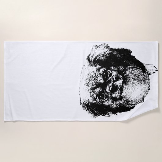 Serviette De Plage Tibetan Spaniel Beach Towel – Ink Line Art (Devant)