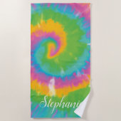 Serviette De Plage Tie Dye Swirl Abstrait Retro Personnalisé Été (Devant)