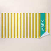 Serviette De Plage Tige Cabana Vert Et Blanc Personnalisée (Devant)