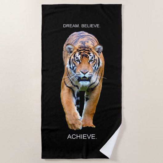 Serviette De Plage Tiger Dream Croit Atteindre Des Citations Motivati (Devant)