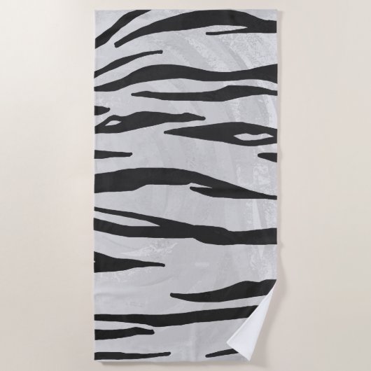 Serviette De Plage Tiger noir et blanc (Devant)