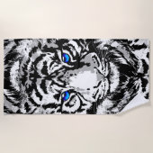 Serviette De Plage Tigre blanc de Sibérie - Yeux bleu tigre (Devant)