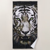 Serviette De Plage Tigre blanc en verre tendu (Devant)