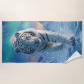 Serviette de plage Tigre Blanc – Puissance de la g (Devant)