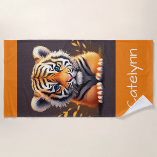 Serviette De Plage Tigre de bébé personnalisé