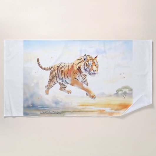 Serviette De Plage Tigre en action 3 (Devant)