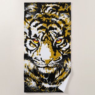 Serviette De Plage Tigre réaliste - Tigre Cool Tiger Tête Dessin Plag