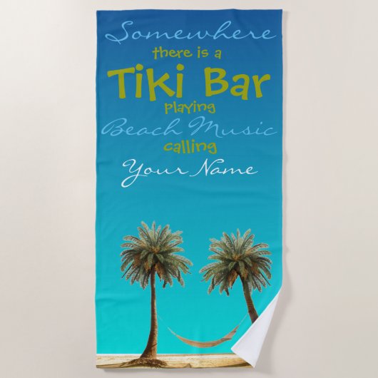 Serviette De Plage Tiki Bar Personnalisé Plush Extra Large (Devant)