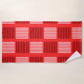 Serviette De Plage Tissage Art Déco - Rouge (Devant)