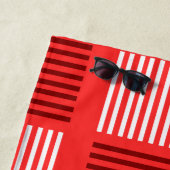 Serviette De Plage Tissage Art Déco - Rouge (En situation)