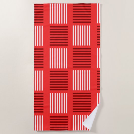 Serviette De Plage Tissage Art Déco - Rouge (Devant)