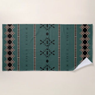 Serviette De Plage Tissu de boue verte de la forêt tribale    