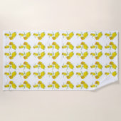 Serviette De Plage Tissu rose jaune. (Devant)