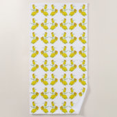 Serviette De Plage Tissu rose jaune. (Devant)