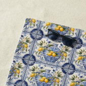 Serviette De Plage Titres bleus et citrons d'Amalfi Italie (En situation)