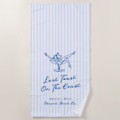 Serviette De Plage Toast Dernier bleu à main blanche tiré sur la côte (Devant)