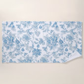 Serviette De Plage Toile-de-jouy Chinoiseries Blue Floral Pattern (Devant)