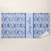 Serviette De Plage Toile Français Blue Coquette Bow Wedding Party (Devant)