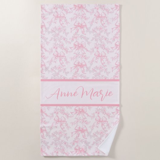 Serviette De Plage Toile rose Coquette Bow Mariage (Devant)
