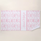 Serviette De Plage Toile rose et blanc Coquette Bow Wedding Party (Devant)
