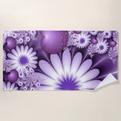 Serviette De Plage Tomber dans l'amour Fleurs Abstraites et Coeurs Fr (Devant)