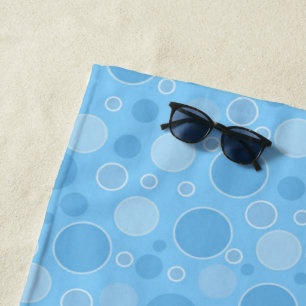 Serviette De Plage tons bleu vif avec pois dans les années 60 rétro