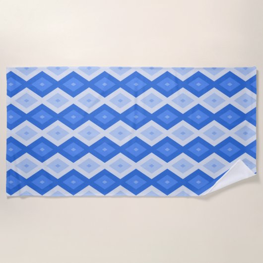 Serviette De Plage Tons de motif de diamant bleu (Devant)