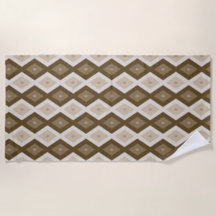 Serviette De Plage Tons de motif diamant brun