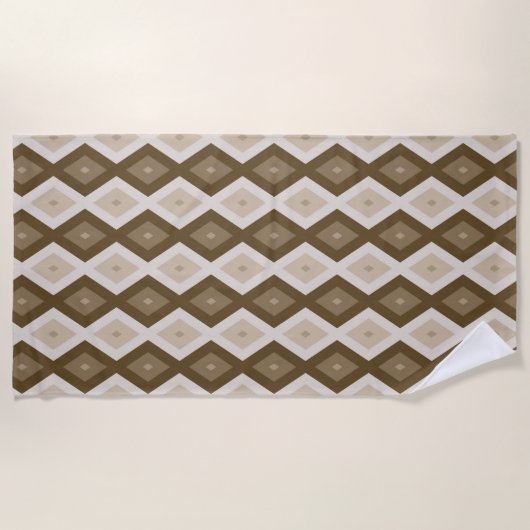 Serviette De Plage Tons de motif diamant brun (Devant)