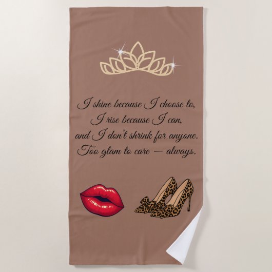 Serviette De Plage Too Glam To Care – Chic Quote  (Devant)