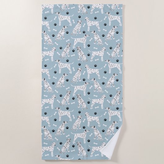 Serviette De Plage Torchon de plage Dalmatien Paws and Bones (Devant)