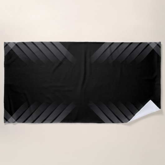 Serviette De Plage Torchon de plage Motif moderne noir (Devant)