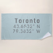 Serviette De Plage Toronto Latitude et Longitude (Devant)