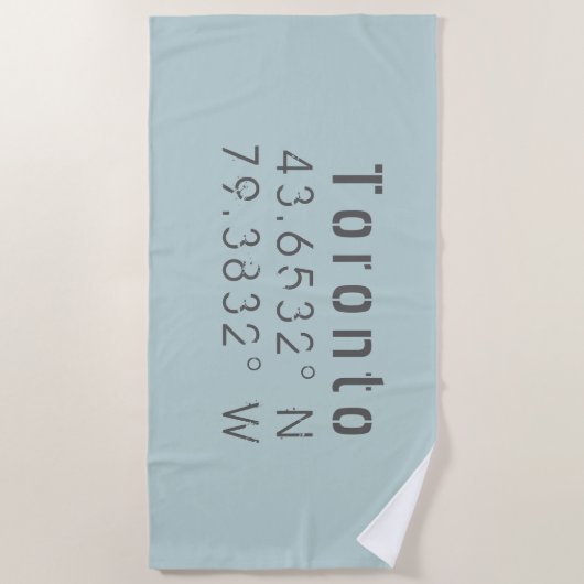Serviette De Plage Toronto Latitude et Longitude (Devant)
