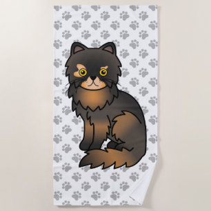 Serviette De Plage Tortie Point Persan Chat de Dessin Animé Mignon &