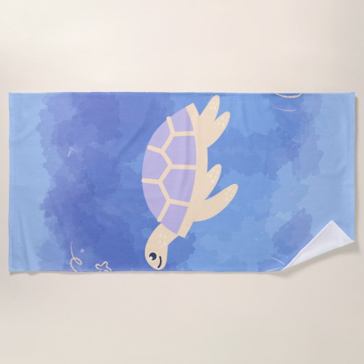 Serviette De Plage Tortue dans l'eau (Devant)