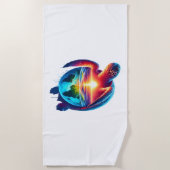 Serviette De Plage Tortue de mer couchée de soleil (Devant)