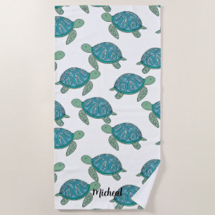 Serviette De Plage Tortue de mer mignonne Personnalisée