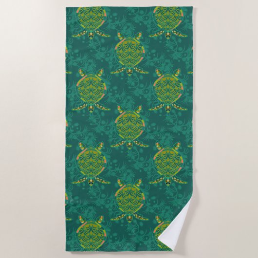 Serviette De Plage Tortue de mer tropicale (Devant)