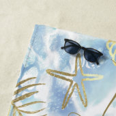 Serviette De Plage Tortue d'or Tropical Nom personnalisé (En situation)