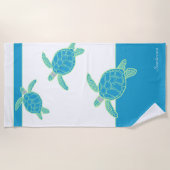 Serviette De Plage Tortue marine marine sur mesure bleu et gris (Devant)