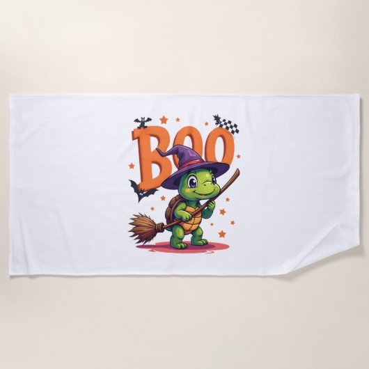 Serviette De Plage Tortue Tortue Boo Sorcière Trick Ou Traiter Hallow (Devant)