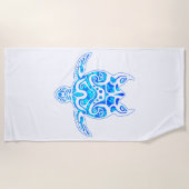 Serviette De Plage Tortue tribale bleue Cool (Devant)