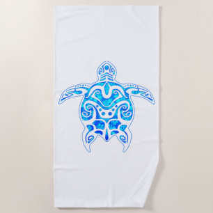 Serviette De Plage Tortue tribale bleue Cool