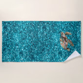 Serviette De Plage Tortue verte turquoise (Devant)