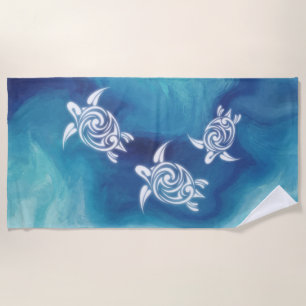 Serviette De Plage Tortues blanches dans le littoral d'aquarelle de l